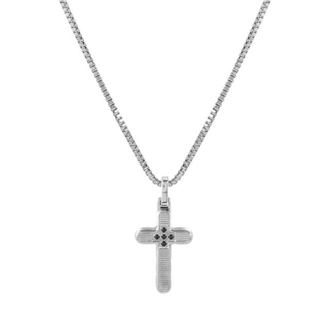 Collar Nomination Strong Diamond Cruz con 5 Diamantes Negros 028331/007
