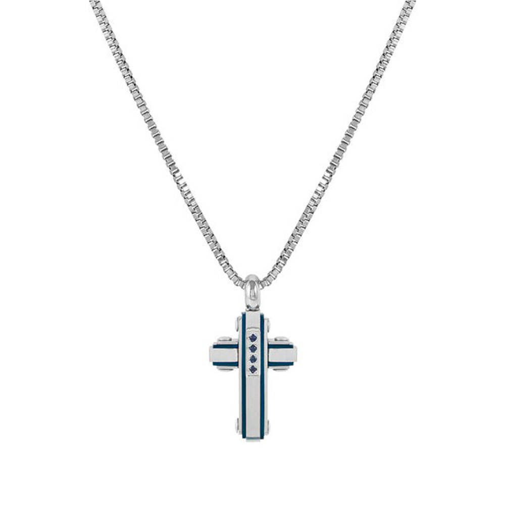 Collar Nomination Strong Diamond Cruz con 4 Zafiros Azules 028332/030