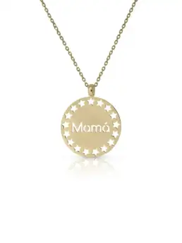 Collar LaPetra Mamá chapa estrellas en oro de 18k con cadena lisa 12847