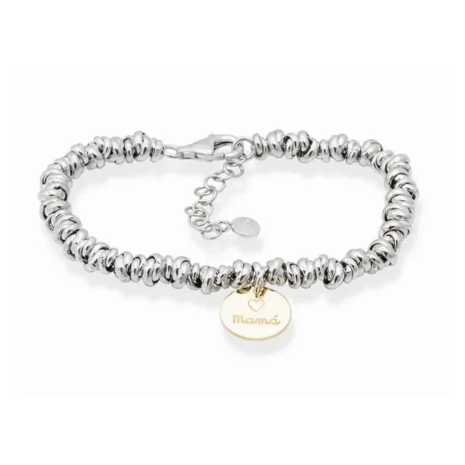 Pulsera MARINA GARCÍA MAMÁ en plata dorada con baño de rodio y chapado en oro 90826UC