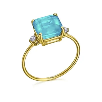Anillo Le Carré Blue Love oro 18K con topacios GA143OA13