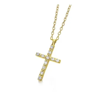 Colgante cruz Le Carré oro 18K con diamantes modelo Faith GD039OA00