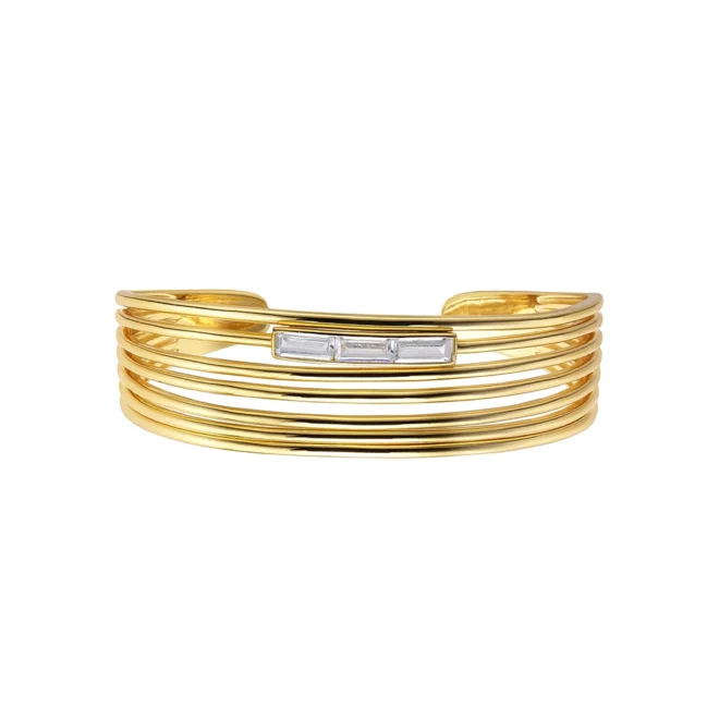 Brazalete Durán Exquse  colección Edición Limitada de plata dorada con topacio blanco 00511274