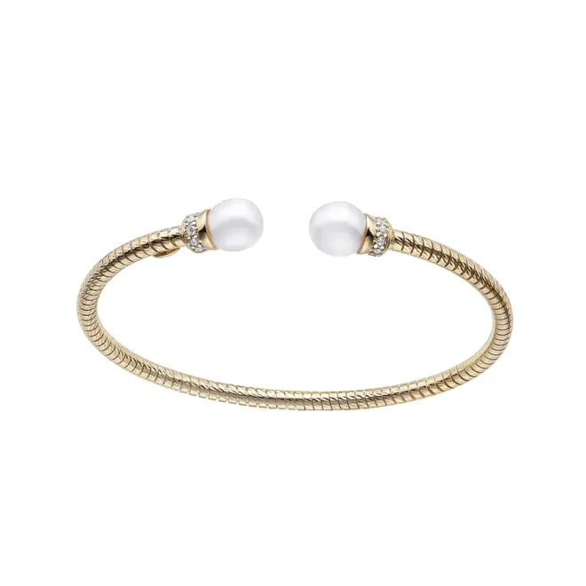 Brazalete Durán Exquse TuboGas de plata dorada con perla y circonitas 00512139