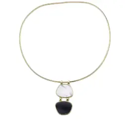 Collar Durán Exquse colección Charlot de plata dorada con madreperla y ágata negra 00512895