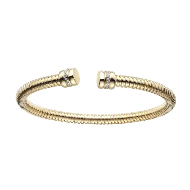 Brazalete Durán Exquse TuboGas de plata dorada con circonitas 00512958