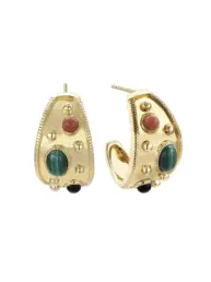 Pendientes Durán Exquse Edición Limitada de plata dorada con malaquita y jade 00513166