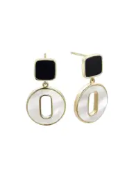 Pendientes Durán Exquse M.O.P. de plata dorada con onix y madreperla 00513208