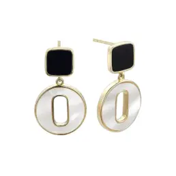 Pendientes Durán Exquse M.O.P. de plata dorada con onix y madreperla 00513208