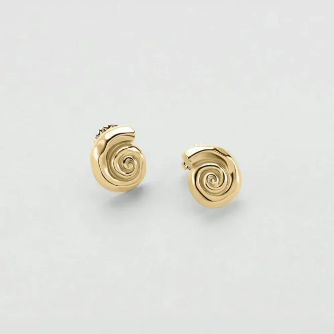 Pendientes largos AGATHA PARIS TIARE dorados con forma de caracola 02380732-157-TU