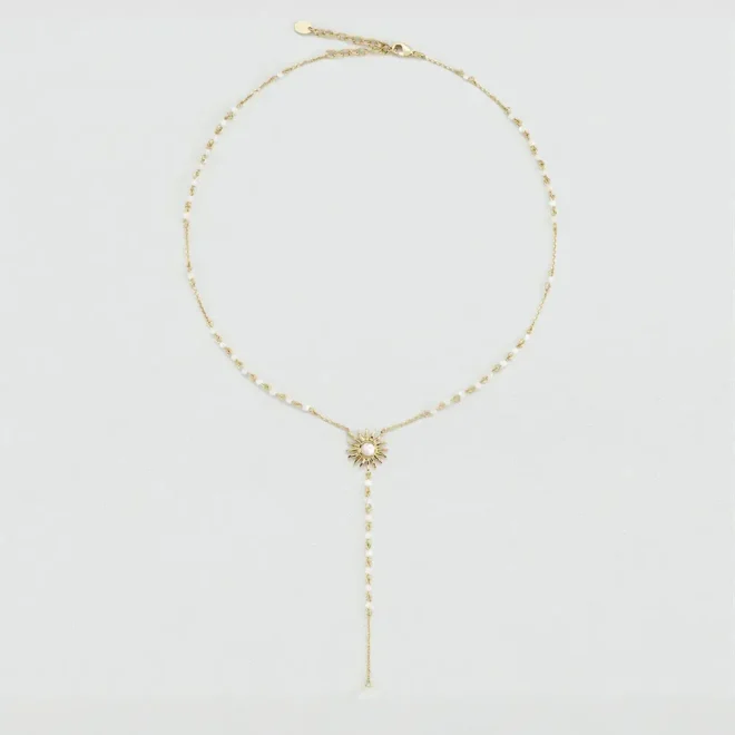 Collar largo Agatha Paris TIARE acabado en oro con sol y concha de nácar 02680426-094-TU