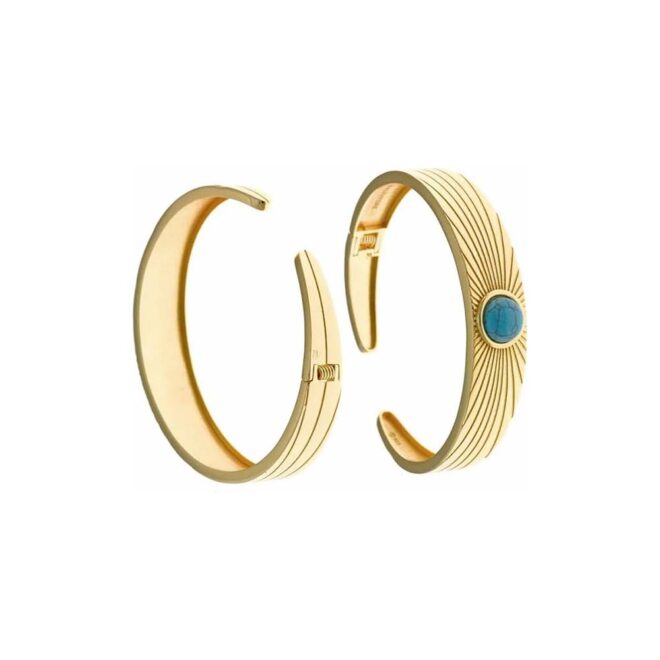 Pulsera brazalete con turquesa ovalada Salvatore Plata 269P0003