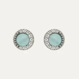 Pendientes Sunfield Zinnia Mini de plata con cuarzo azul aguamarina y circonitas PE064790/49