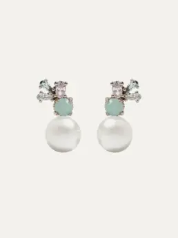 Pendientes Sunfield Némesis Coral de plata con calcedonia verde y circonitas PE065052/2