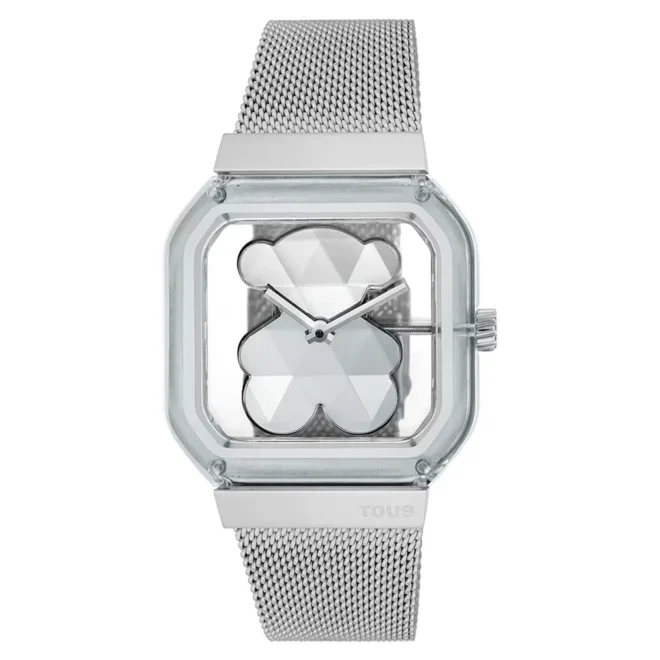 Reloj de mujer TOUS D-Bear Party caja transparente, esfera con oso acrílico y brazalete de acero 3000143700