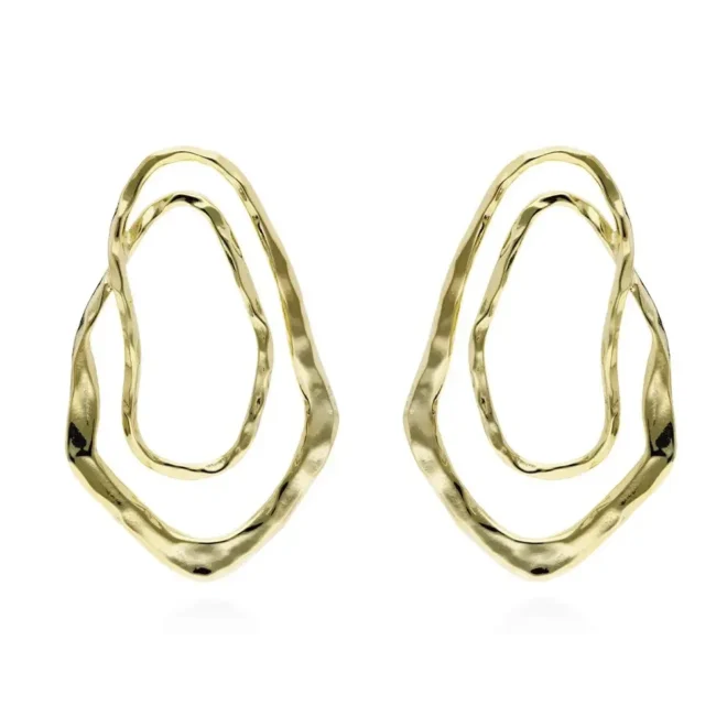 Pendientes de aro grande en plata dorada Marina García colección GUGGENHEIM 91128PD