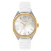 Reloj analógico bicolor TOUS Now Lady con correa blanca de caucho, esfera de nácar y movimiento suizo 3000141100