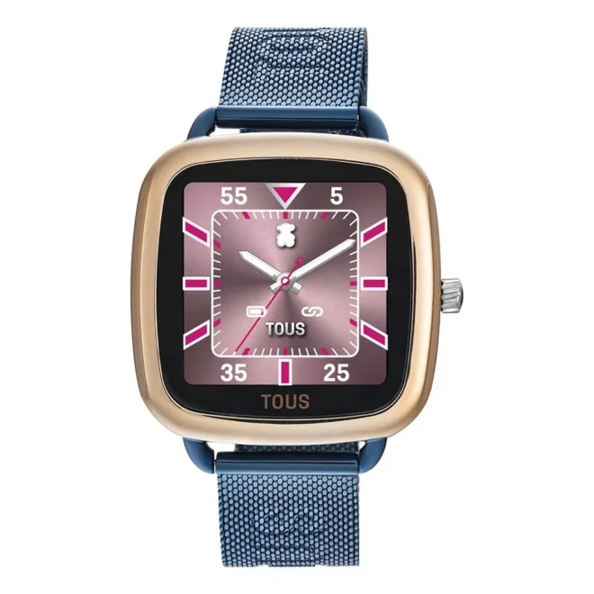 Smartwatch TOUS D‑Connect con caja IPRG rosa, brazalete azul y pantalla táctil 1,40 pulgadas 300358086