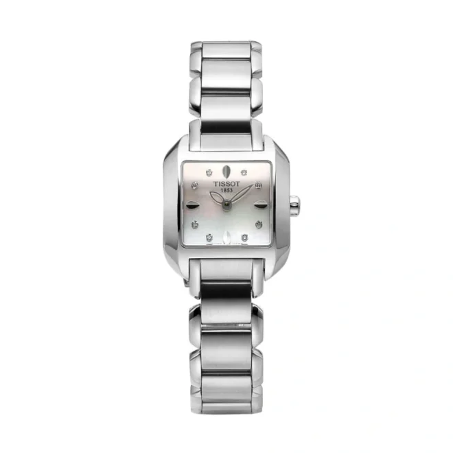 Reloj Tissot mujer T-Trend T-Wave esfera madreperla con diamantes, acero 20 mm, zafiro y movimiento suizo T02128574