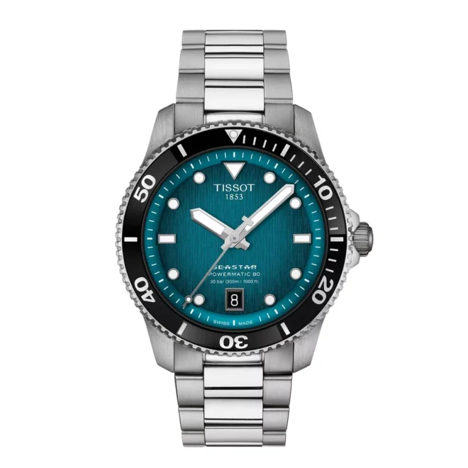 Reloj automático Tissot Seastar 1000 40 mm acero, Powermatic 80, bisel unidireccional T1208071109100