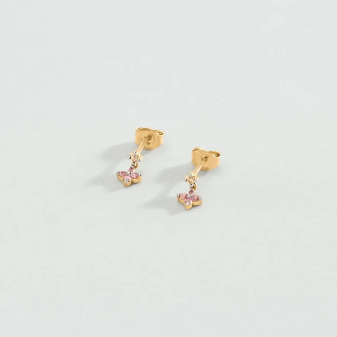 Pendientes cortos Agatha Paris Beloved plata de ley baño oro rosa circonitas 02390539-315-TU