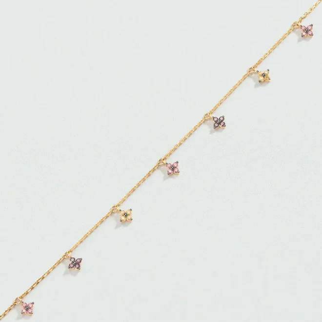 Pulsera de cadena Agatha Paris Beloved plata de ley baño oro rosa pampillas flor 02490154-315-TU